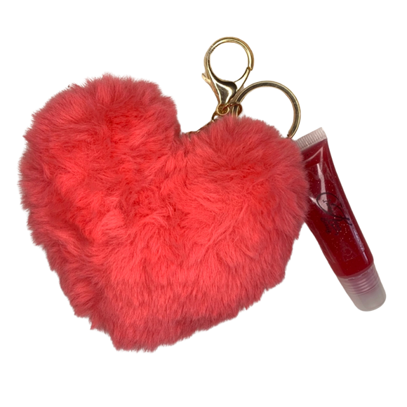 Heart lipgloss keychain